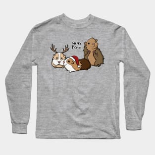 Merry Pigmas Festive Guinea Pigs Digital Illustration Long Sleeve T-Shirt